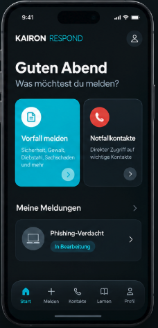 KAIRON Respond dark design reference with the same home screen